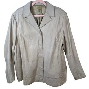 Caslon Suede Leather Jacket Womens Size 2X Light Tan Button Lined Lagenlook Coat